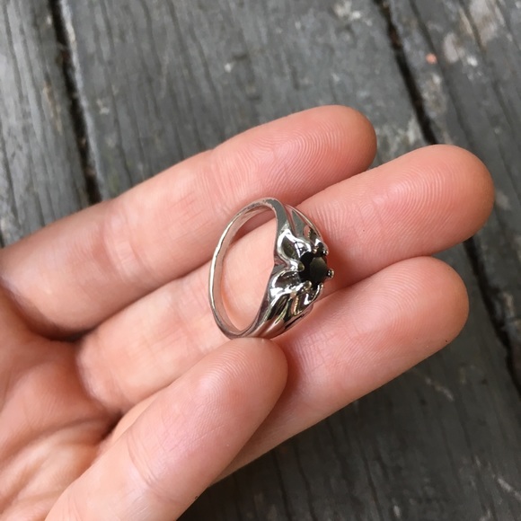 Silver Ring with Black Stone - Picture 1 of 12